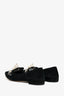 Miu Miu Black Suede Leather Crystal Faux Pearl Slip Ons Size 37.5