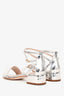 Stuart Weitzman Silver Metallic Leather Sandals Size 36.5