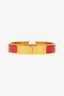 Hermès Gold Tone Metal Red Enamel Clic H Bangle