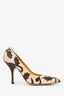 Miu Miu Cream/Brown Leather Pointed Heels Size 38.5