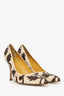 Miu Miu Cream/Brown Leather Pointed Heels Size 38.5