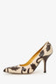 Miu Miu Cream/Brown Leather Pointed Heels Size 38.5