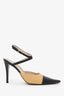 Pre-Loved Chanel™ Beige/Black Leather Pointed Heels Size 39.5