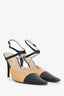 Pre-Loved Chanel™ Beige/Black Leather Pointed Heels Size 39.5