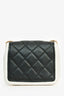 Pre-Loved Chanel™ 2014 Black/White Lambskin Medium Graphic Mini Square Flap Bag