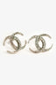 Pre-Loved Chanel™ 2015 Silver Tone Crystal Embellished CC Stud Earrings