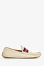Gucci Grey Leather Navy/Red Canvas Stripe Loafer Size 10 Mens