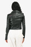 Maje Black Leather Patchwork Biker Jacket Size 36