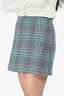 Sandro Green/Purple Tartan High Waisted Mini Skirt Size 2