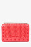 Miu Miu Red Leather Matelasse Studded Crossbody Bag
