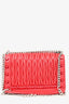 Miu Miu Red Leather Matelasse Studded Crossbody Bag