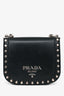 Prada Black Leather Studded Square Crossbody Bag