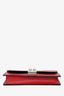 Prada Red/Black Leather Studded City Wallet On Chain