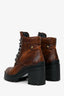 Miu Miu Brown Aged Leather Combat Boots Size 35.5