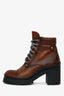 Miu Miu Brown Aged Leather Combat Boots Size 35.5
