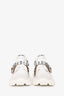 Miu Miu White Crinkled Leather Jewel Embellished Sneakers Size 36.5