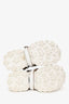 Miu Miu White Crinkled Leather Jewel Embellished Sneakers Size 36.5