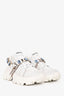 Miu Miu White Crinkled Leather Jewel Embellished Sneakers Size 36.5