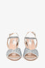 Miu Miu Silver Metallic Leather Glitter/Crystal Embellished Sandals Size 36