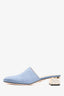 Gucci Blue/Yellow Satin/Leather Crystal Bow Embellished Mules Size 36
