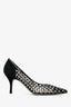 Rene Caovilla Black Suede Leather Crystal Embellished Heels Size 35