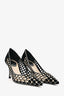 Rene Caovilla Black Suede Leather Crystal Embellished Heels Size 35