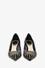 Rene Caovilla Black Suede Leather Crystal Embellished Heels Size 35