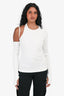 Helmut Lang White Ribbed Cutout Long Sleeve Top Size S