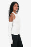Helmut Lang White Ribbed Cutout Long Sleeve Top Size S