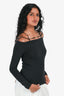 Jacquemus Black Cotton Shoulder Cut Out Logo Top Size S