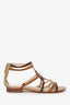 Fendi Brown Leather Logo Gladiator Sandals Size 36