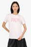 Christian Dior White/Pink Logo Print T-Shirt Size 4