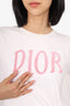 Christian Dior White/Pink Logo Print T-Shirt Size 4