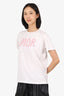 Christian Dior White/Pink Logo Print T-Shirt Size 4