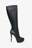 Christian Louboutin Black Leather Platform High Boots Size 37