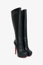 Christian Louboutin Black Leather Platform High Boots Size 37