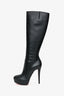 Christian Louboutin Black Leather Platform High Boots Size 37