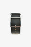 Hermès Black Leather Bracelet Steel Face Hidden Watch