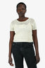 Celine Cream Logo Open Knit Top Size L