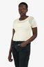 Celine Cream Logo Open Knit Top Size L