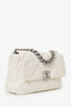 Pre-Loved Chanel™ White Shiny Lambskin Medium 19 Flap Bag
