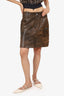 Ganni Brown Distressed Leather Mini Skirt Size 38