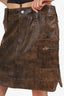 Ganni Brown Distressed Leather Mini Skirt Size 38