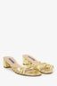 Stuart Weitzman Gold Leather Strappy Block Heel Mules Size 7.5
