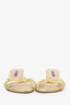 Stuart Weitzman Gold Leather Strappy Block Heel Mules Size 7.5