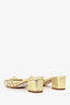 Stuart Weitzman Gold Leather Strappy Block Heel Mules Size 7.5