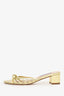 Stuart Weitzman Gold Leather Strappy Block Heel Mules Size 7.5