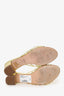 Stuart Weitzman Gold Leather Strappy Block Heel Mules Size 7.5