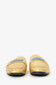 Prada Gold Leather Logo Mules Size 36