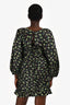 Sandro Black/Yellow Floral Print Long Sleeve Ruched Mini Dress Size 42